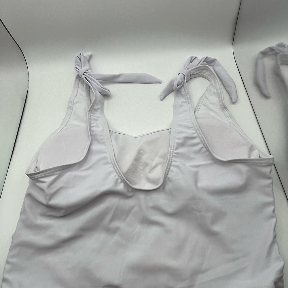 White Tie-Strap Tank Swim Top